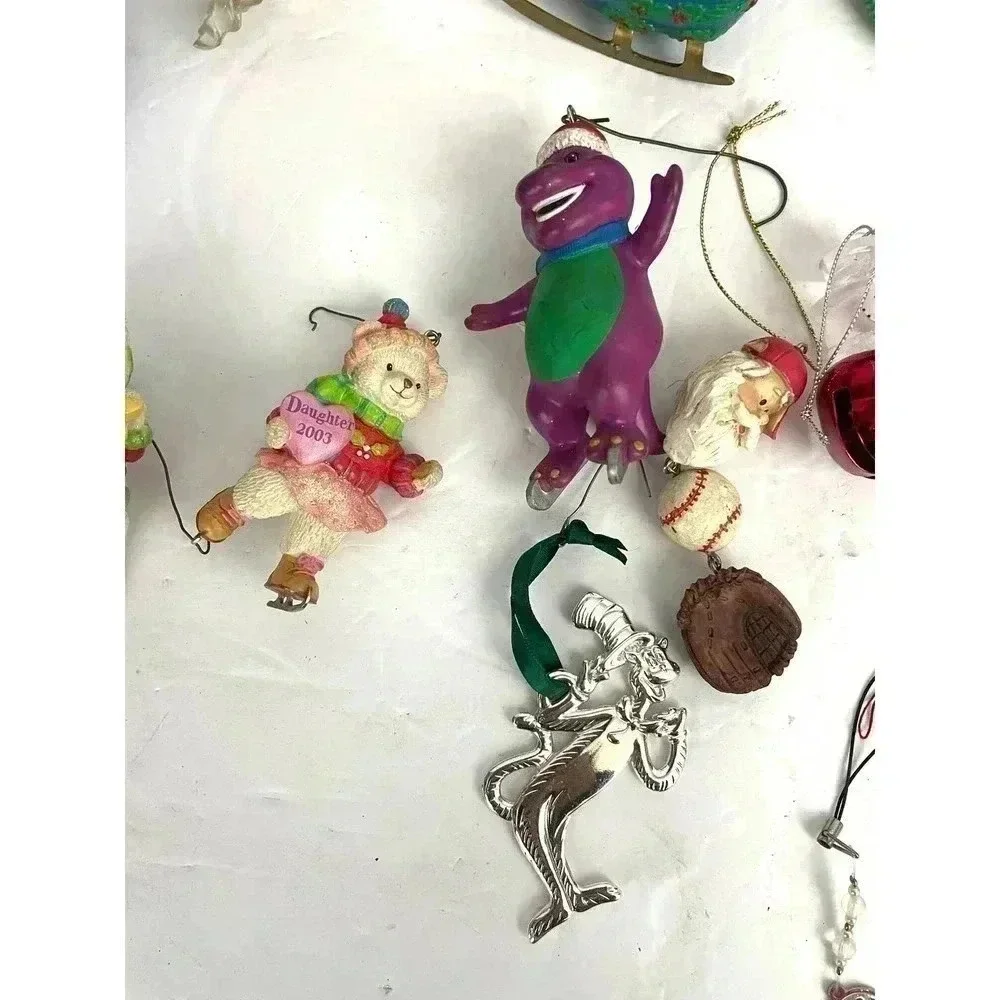 VTG‎ 21 PC Christmas Holiday Ornaments Barney Santa Dr Seuss Tree 1990s